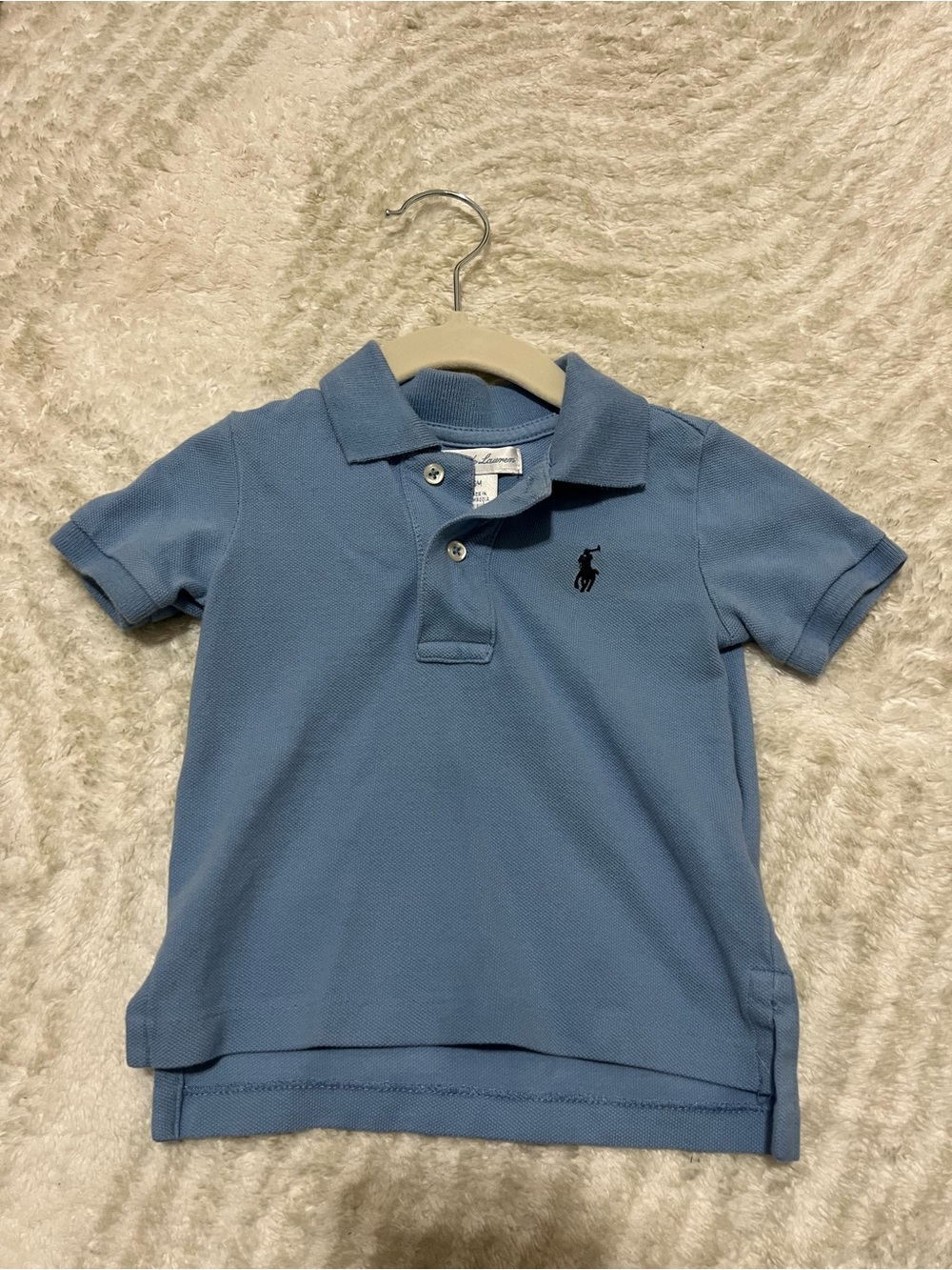 Ralph Lauren Light Blue Boys Polo with Navy Logo